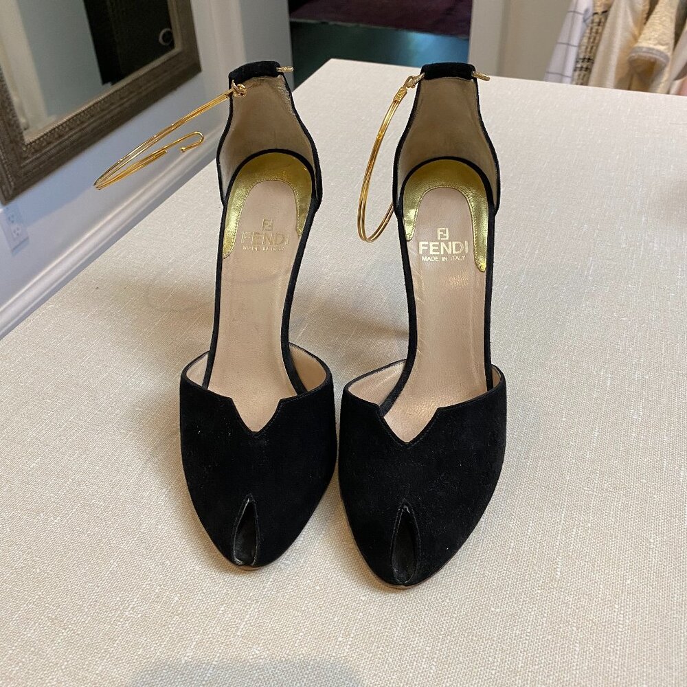 Fendi Suede Sandals/Pumps with Gold Bracelet